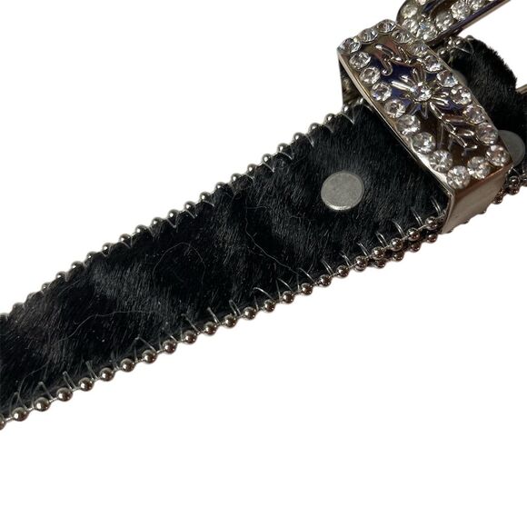 Briella Accessories Black Leather Rhinestone Western Belt Sz M - Picture 5 of 6